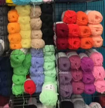 Ilmaa's wall of colourful yarn balls